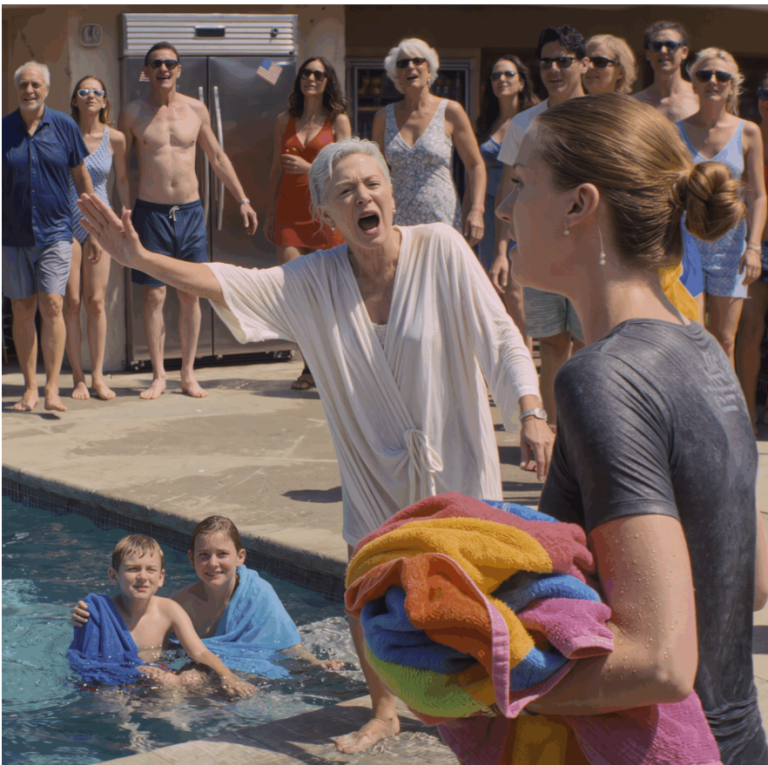 « Sortez de la piscine ! » a crié ma mère à mes enfants. « Cette fête est pour les vraies familles, pas pour les ratés ! » Une cinquantaine d'invités nous ont regardés partir, trempés jusqu'aux os. J'ai discrètement ramassé mes serviettes. Le lendemain matin, l'agent immobilier a appelé : « Madame, la location de la maison de plage est résiliée… »