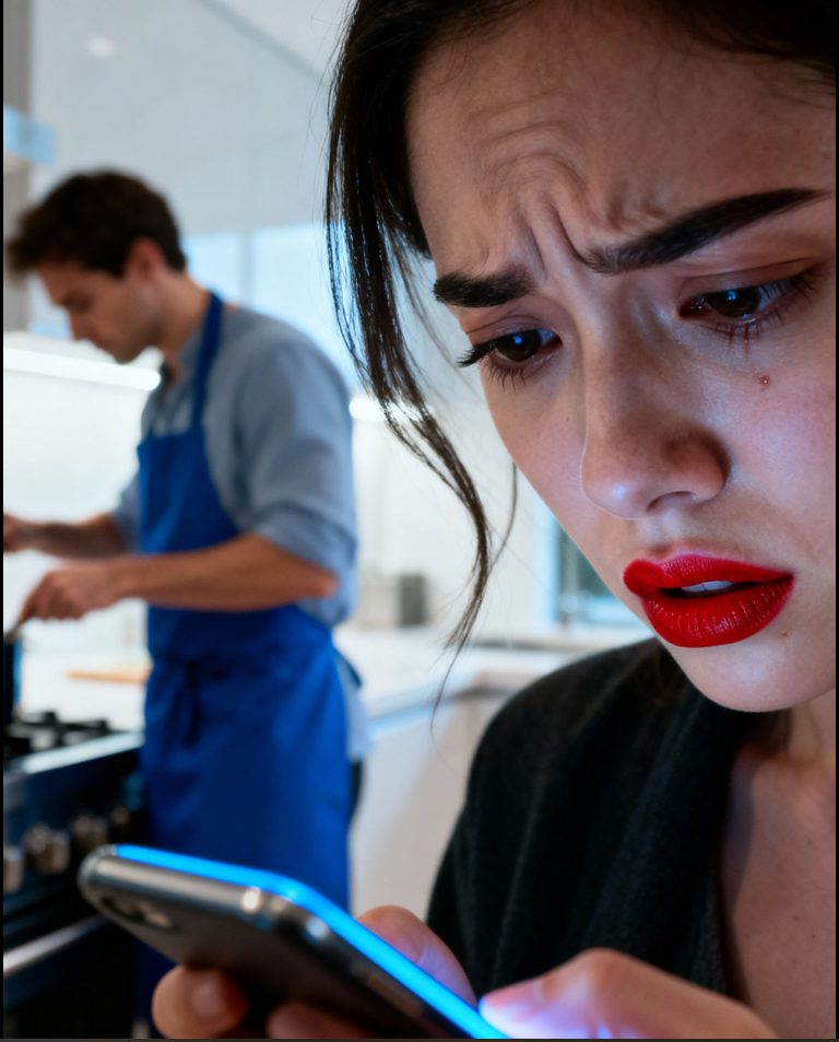 Mientras mi esposo preparaba la cena, me llegó un mensaje de una de sus compañeras de trabajo: “¡Te extraño!”. Respondí por él: “Ven, mi esposa no está en casa hoy”. Cuando sonó el timbre, la cara de mi esposo se quedó helada…