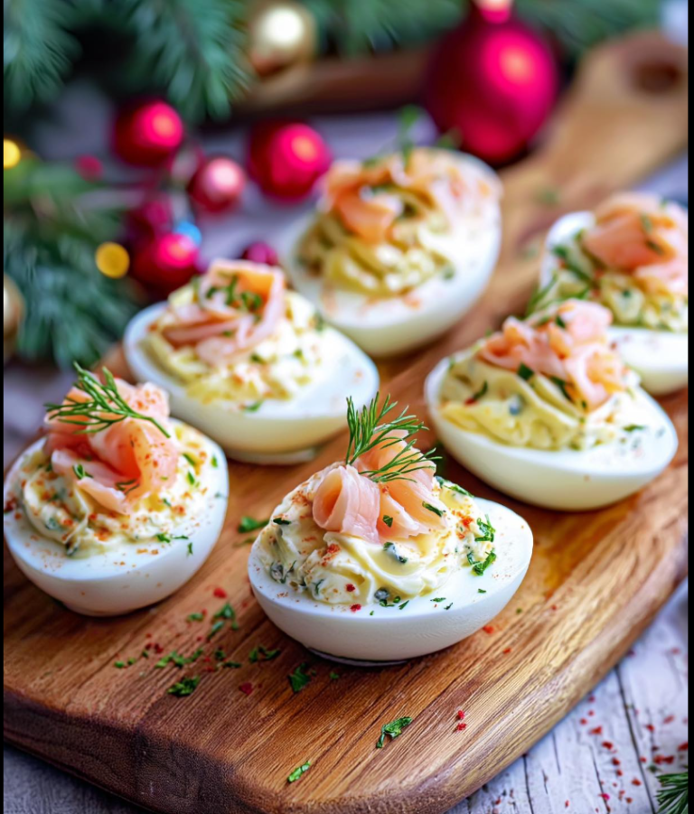 Œufs mimosa au saumon fumé et à l'aneth