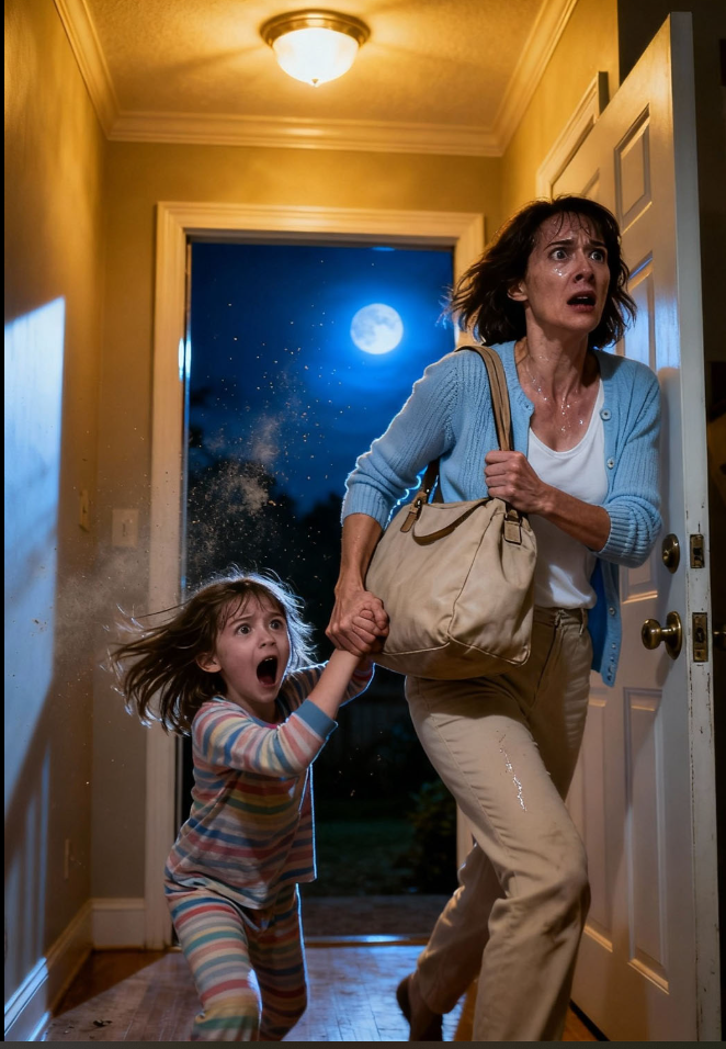 Justo después de que mi esposo se fuera de viaje de negocios, mi hija de seis años corrió hacia mí, susurrando: “Mami… tenemos que huir. Ahora”. Confundida, le pregunté: “¿Qué pasa?”. Ella temblaba mientras respondía: “No hay tiempo. Tenemos que salir de la casa ahora mismo”. Agarré nuestras cosas y llevé la mano al pomo de la puerta cuando, de repente… sucedió.