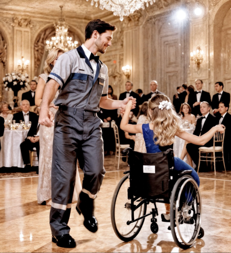 Un père célibataire, agent d’entretien scolaire, danse avec une jeune fille en situation de handicap sans savoir que sa mère fortunée est là, qui observe la scène.