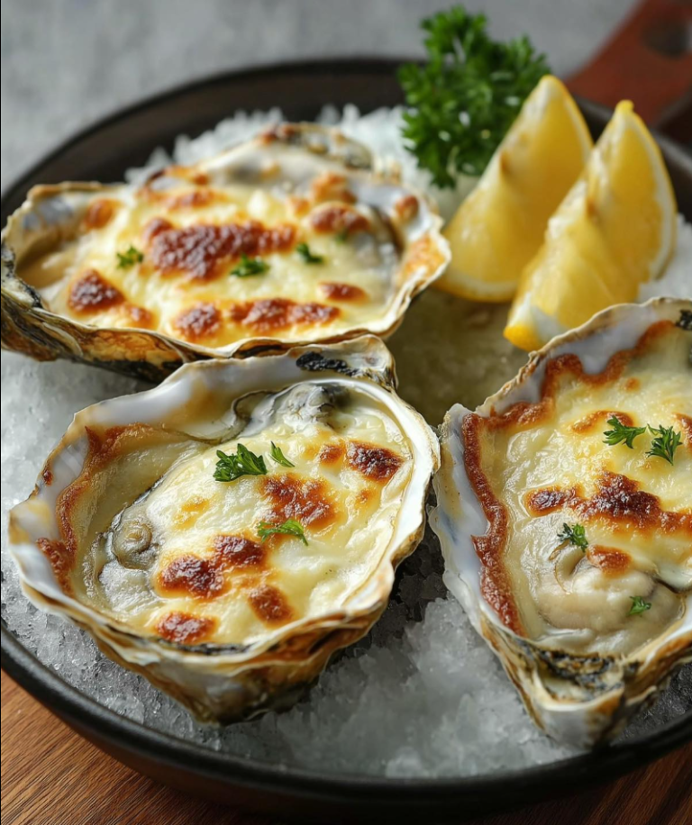 Huîtres gratinées crémeuses au vin blanc et au parmesan