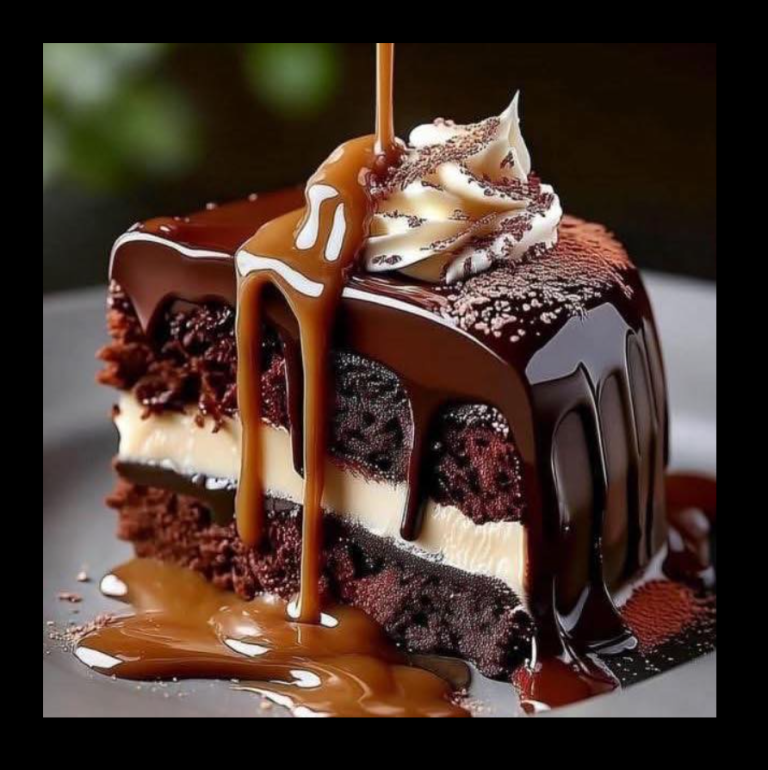 Chocolate Almond Caramel Layer Cake