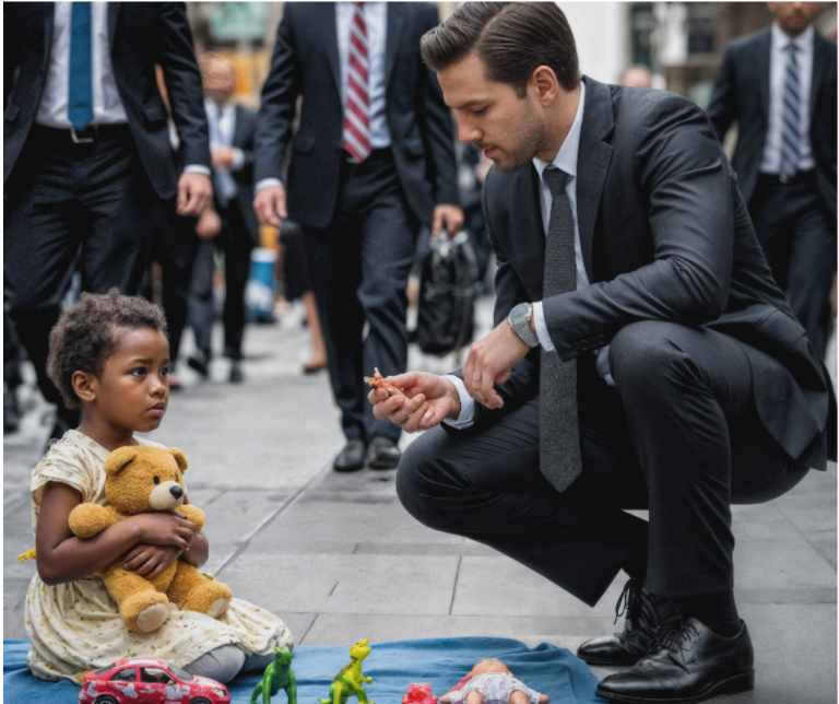 Un milliardaire traversait le centre-ville par une froide soirée d’hiver lorsqu’il remarqua une petite fille debout sur le trottoir.