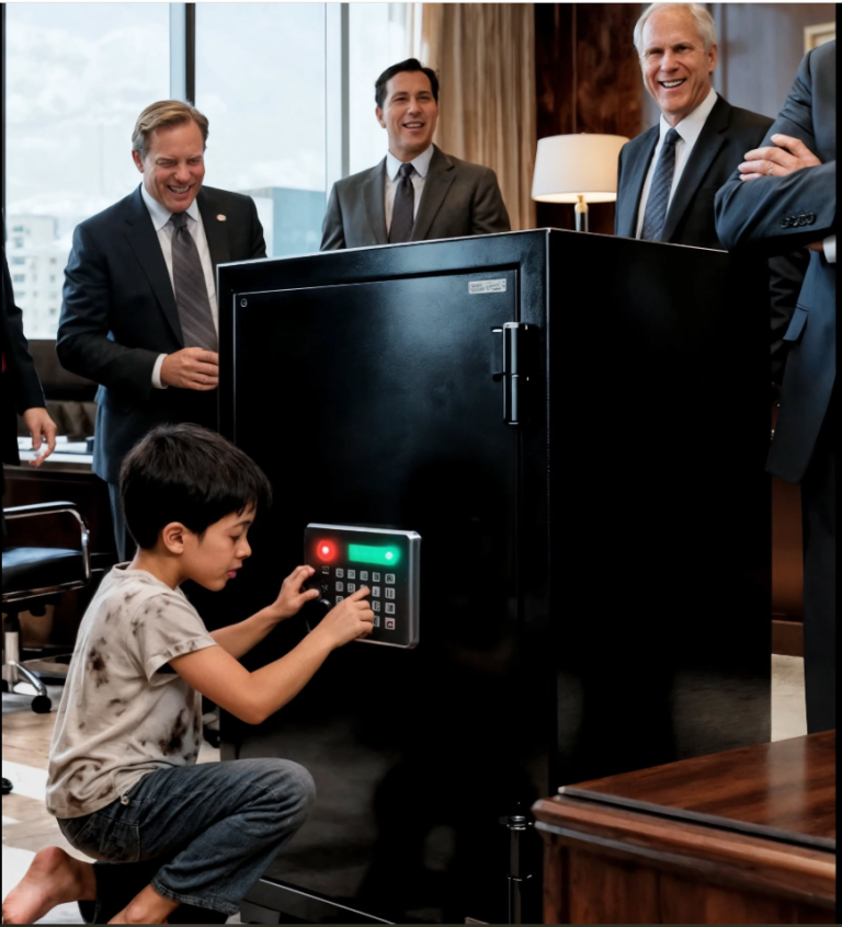 « Je te donnerai 100 millions de dollars si tu arrives à ouvrir le coffre-fort », ria le milliardaire — jusqu’à ce que le fils pieds nus de la femme de ménage prenne la parole.