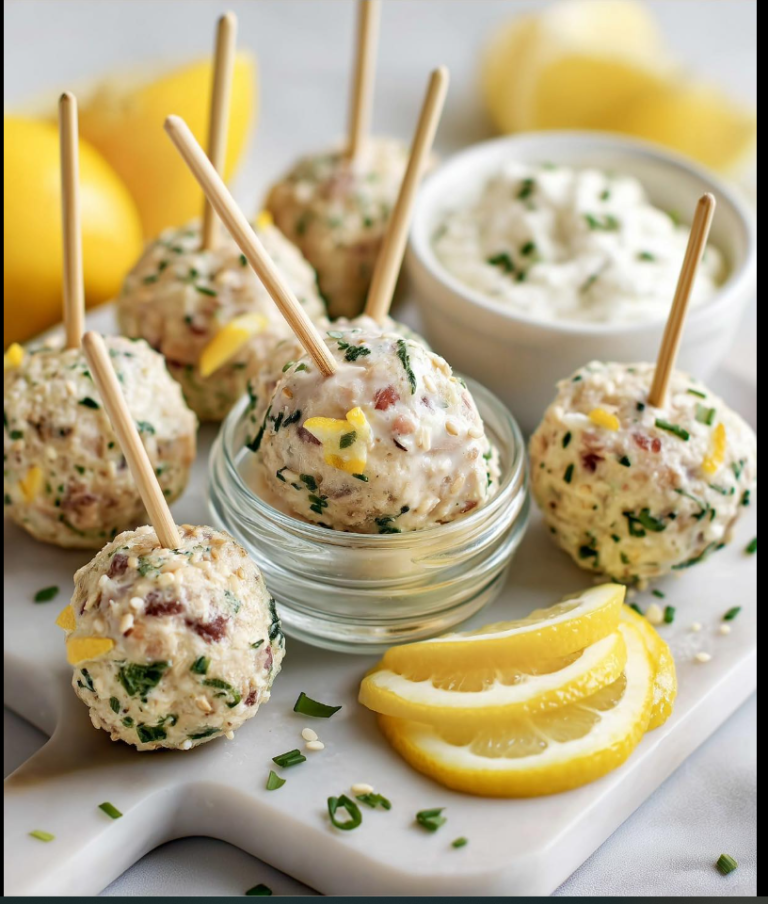 Tuna Lemon Cake Pops with White Cheese and Chives