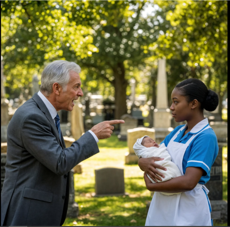 Un milliardaire se rend sur la tombe de son fils et découvre une serveuse noire en larmes, un bébé dans les bras – il en reste totalement bouleversé !