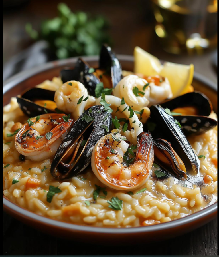 Creamy Seafood Risotto with White Wine
