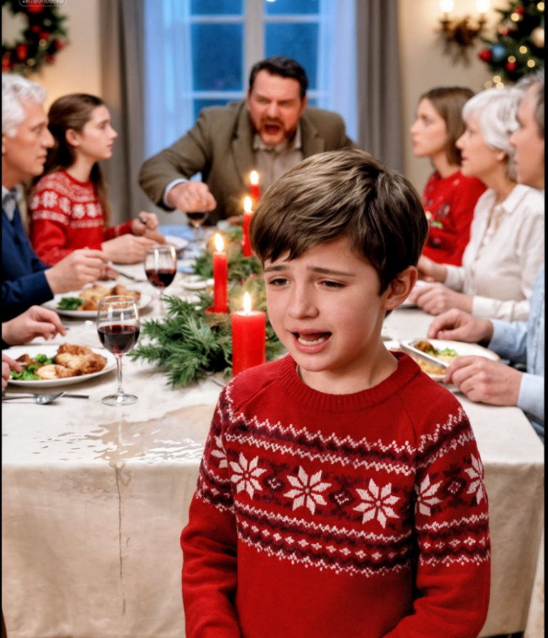Mon fils de 7 ans a renversé de l’eau pendant le dîner de Noël — la réaction de mon beau-père a tout changé.