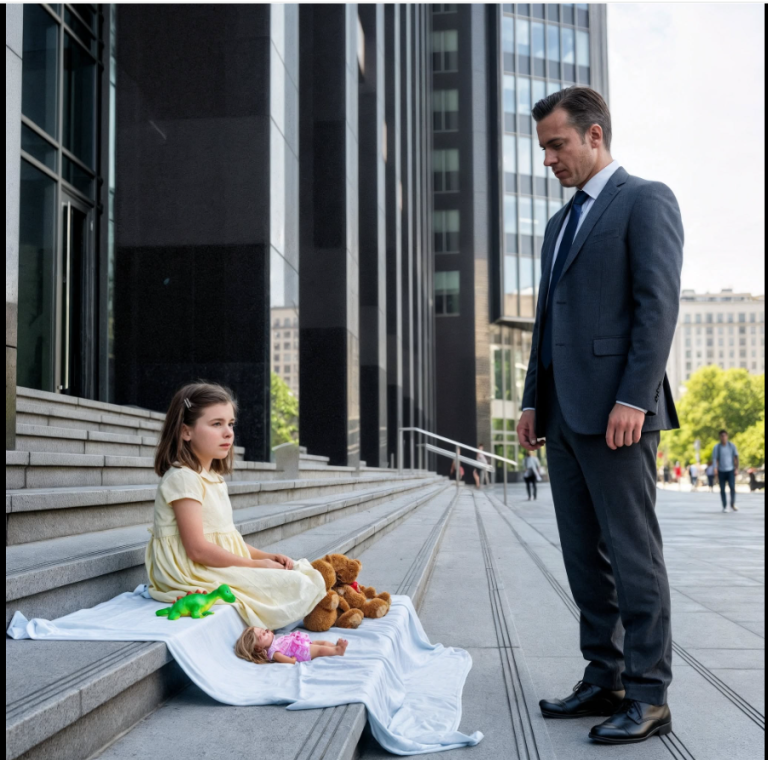 La petite fille sur les marches