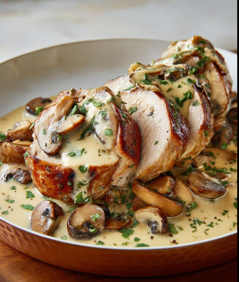 Creamy Pork Tenderloin Medallions with Mushrooms