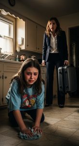 Rentré de voyage d’affaires plus tôt que prévu, j’ai trouvé ma fille de 9 ans seule à la maison, obligée de nettoyer le sol de la cuisine « en guise de punition ». Pendant ce temps, mes beaux-parents avaient emmené leur « vraie » petite-fille dans un parc d’attractions. Je suis resté calme. Je n’ai pas élevé la voix. J’ai simplement agi. Le lendemain matin, mon téléphone n’arrêtait pas de sonner.