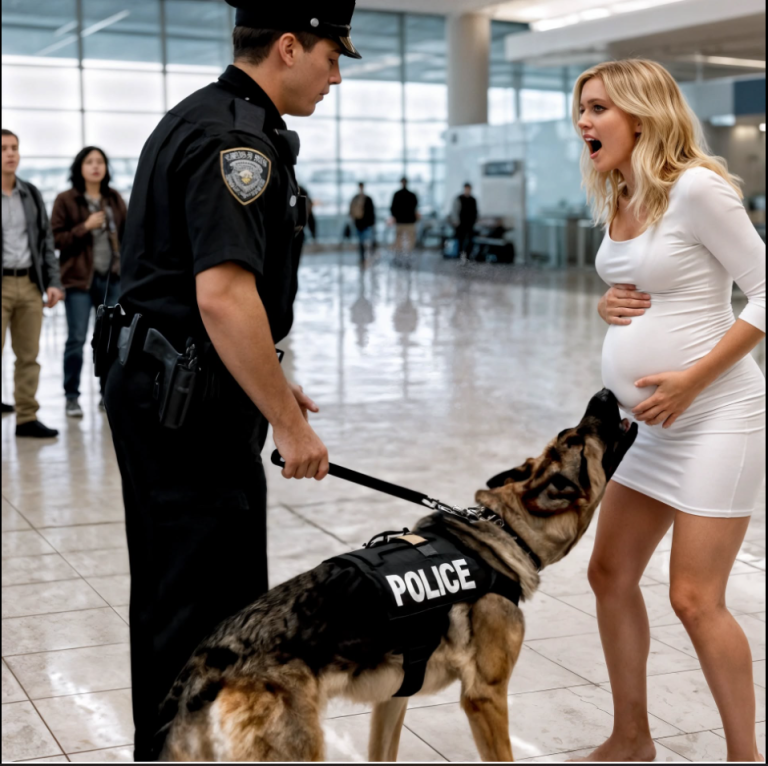 Un chien aboie frénétiquement contre une femme enceinte dans un aéroport — et la vérité que la sécurité finit par découvrir est bouleversante…