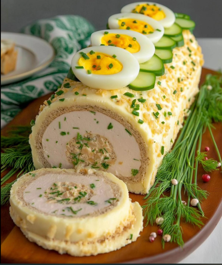 Savory Tuna and Egg Log with Herb Cream