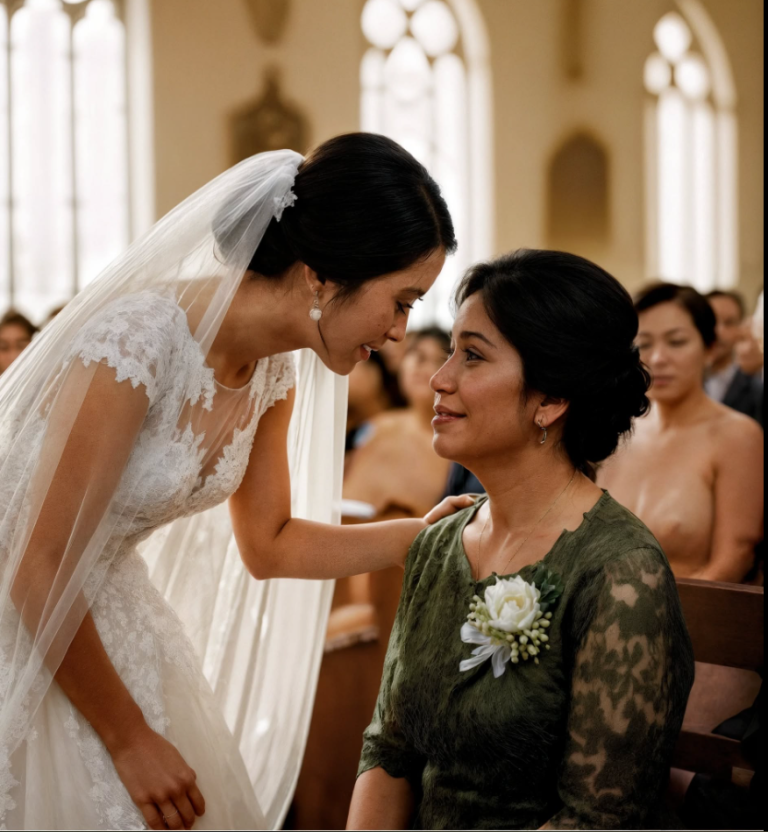 J’ai honte d’aller au mariage de mon fils parce que mes vêtements sont vieux, mais quand ma belle-fille a vu la robe verte que je portais, sa réaction a fait pleurer toute la salle.