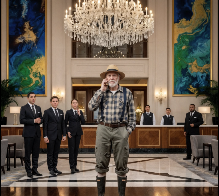 Un agriculteur entre dans un hôtel, la réceptionniste le prend de haut — quand il sort son téléphone, tout le monde le regrette…