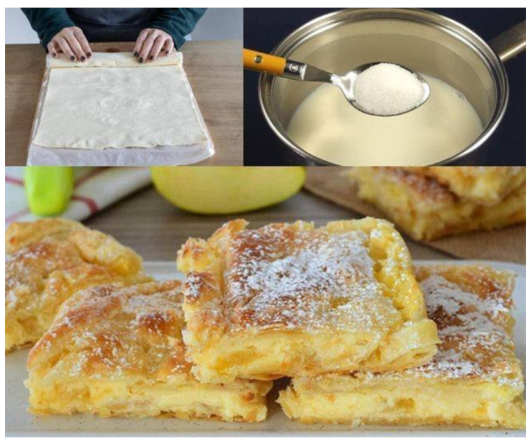 Waouh, c’est délicieux ! Des tranches de pudding aux pommes, toujours un délice !