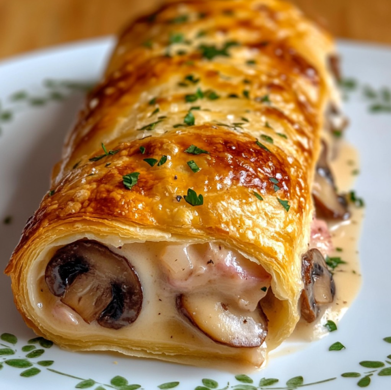 Light Mushroom Puff Pastry Roll