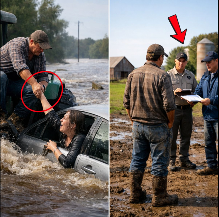 Un agriculteur utilise son tracteur pour secourir une femme piégée par les inondations. Puis, les autorités de sécurité ferment son exploitation…