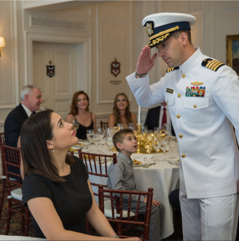 Ma famille m’avait traitée de ratée pendant des années, murmurant dans mon dos et secouant la tête, incrédules face à chacune de mes décisions. Mais tout a basculé le jour où le mari de ma sœur, un officier de marine décoré, est arrivé. Devant tout le monde, il m’a regardée droit dans les yeux… et m’a saluée. Un silence de mort s’est abattu sur la pièce. Un murmure d’étonnement a parcouru l’assemblée. Ce simple geste a fait voler en éclats toutes les étiquettes qu’ils m’avaient collées et a révélé une vérité qu’aucun d’eux n’était prêt à affronter.