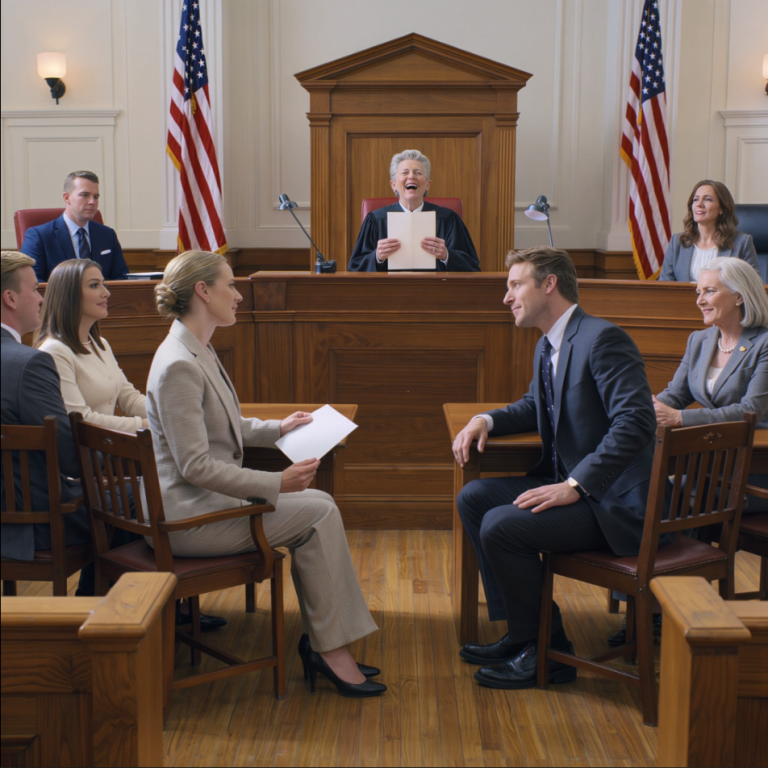 À l’audience de divorce, mon mari était assis là, l’air fier. « Tu ne toucheras plus jamais à mon argent. » Sa nouvelle copine a renchéri : « C’est ça, ma chérie. » Et sa mère a ajouté : « Elle ne mérite pas un centime. » Je n’ai pas protesté. Je ne les ai même pas regardés. J’ai simplement attendu que le juge ouvre ma lettre, la lise une fois, puis rie – vraiment ri – avant de dire, à voix basse : « Oh… C’est bon. » C’est à ce moment-là que leur assurance a commencé à s’effriter.