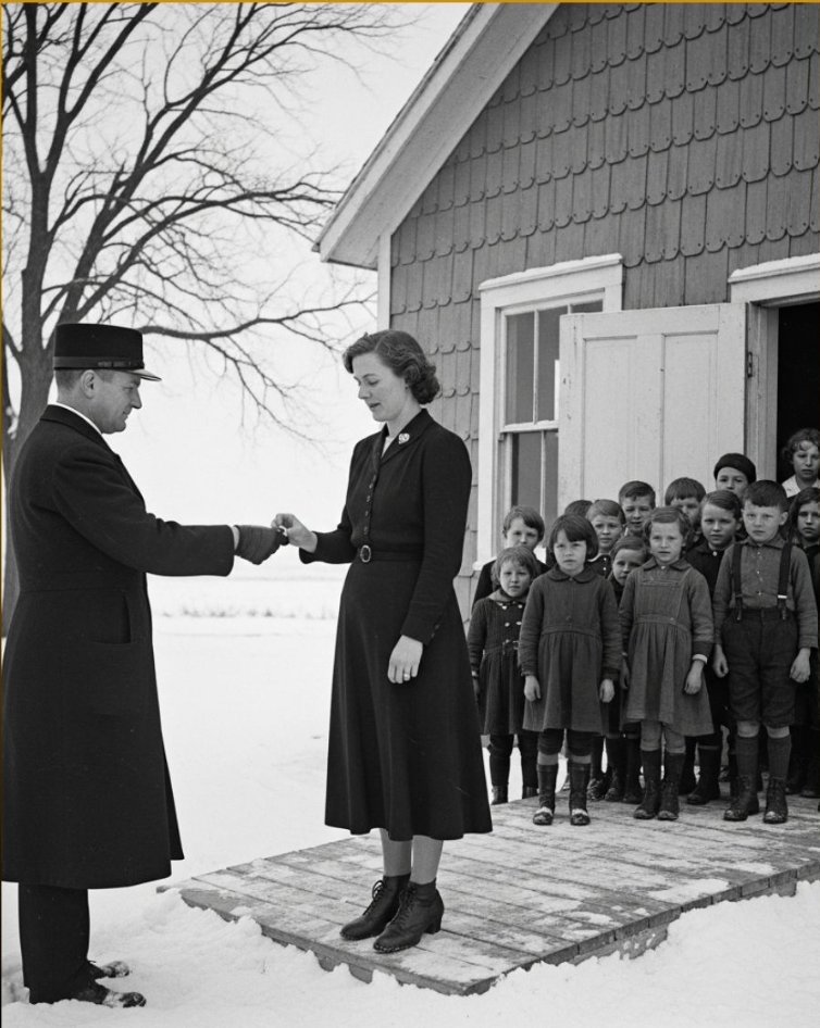 Mlle Lucille Burrows, 26 ans, était la seule enseignante restante pour 47 élèves dans une école en carton-pâte sans chauffage et sans livres.