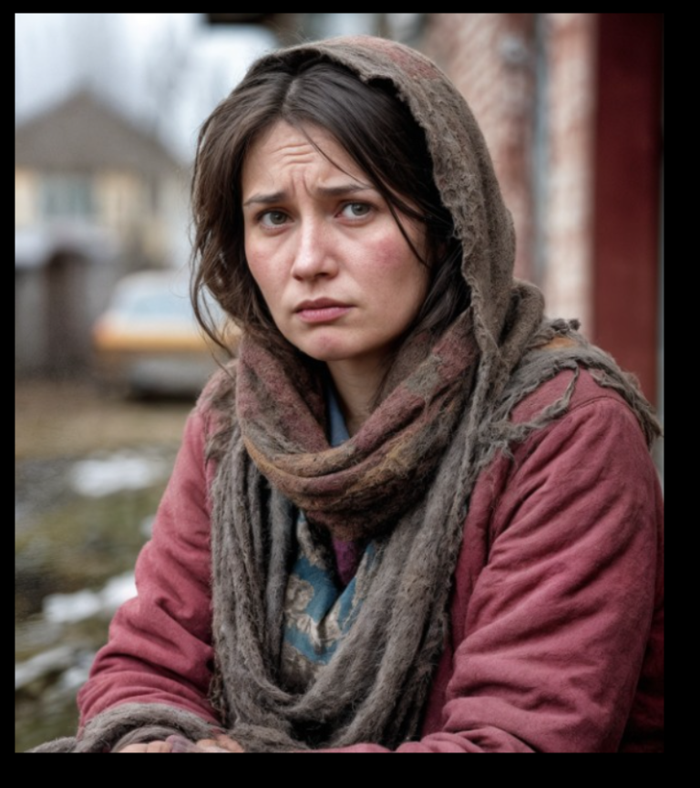 Elle portait des vêtements usés, rapiécés, souvent déchirés. Les gens riaient d’elle, la montraient du doigt, chuchotaient sur son passage. Personne ne voyait la dignité tranquille dans son regard, ni la force avec laquelle elle affrontait chaque jour.