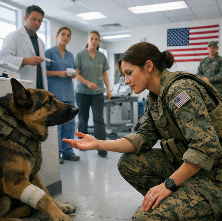 Un chien policier blessé a refusé d'être soigné — jusqu'à ce qu'un jeune soldat des SEAL prononce le code secret de son unité.