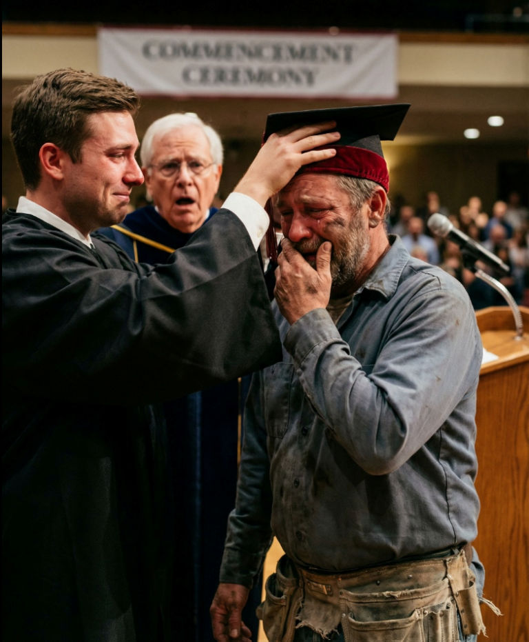 Mon beau-père a travaillé comme ouvrier du bâtiment pendant 25 ans et m'a élevé jusqu'à l'obtention de mon doctorat ; mon professeur a été stupéfait lorsqu'il s'est présenté à la remise des diplômes.
