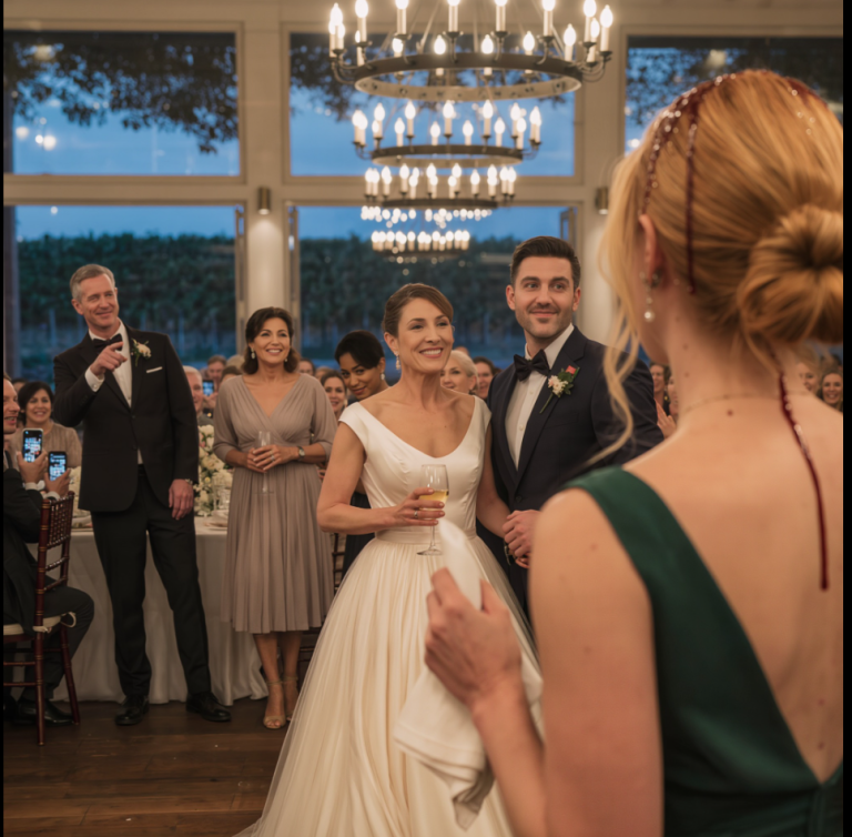 Ma propre sœur m'a vidé un verre entier de vin rouge au visage en plein milieu d'un mariage de 300 invités, simplement parce que je refusais de lui céder ma maison de plage. Elle a sifflé : « Tu ne connais pas ta place… » Toute la salle s'est figée… puis, depuis la table 3, quelqu'un s'est levé d'un bond et a crié une phrase, et ma sœur est devenue livide en une fraction de seconde…