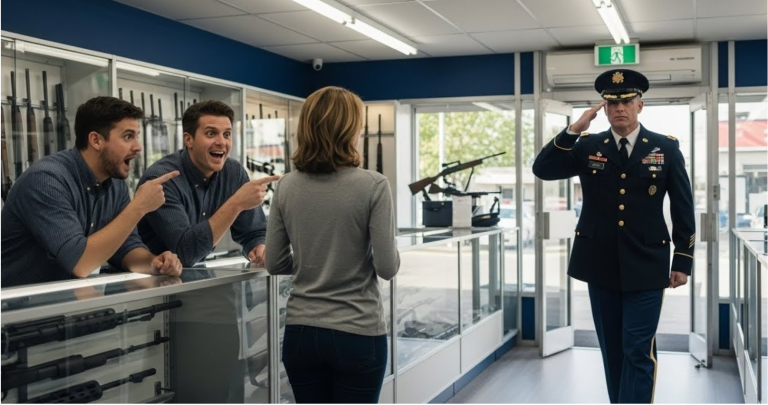 Ils se sont moqués d'elle au magasin d'armes – puis le commandant a fait irruption et l'a saluée.