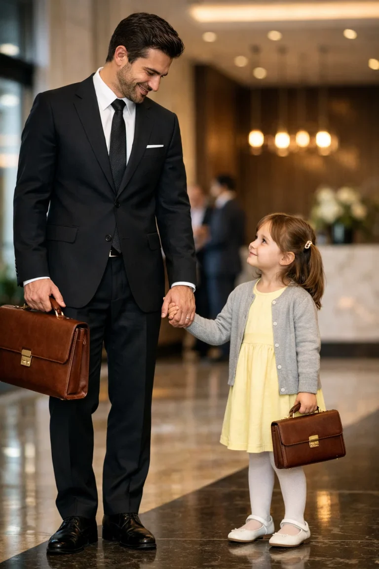 Lorsqu'une petite fille en robe jaune entre seule dans une multinationale et déclare : « Je suis ici pour l'entretien d'embauche au nom de ma mère »,