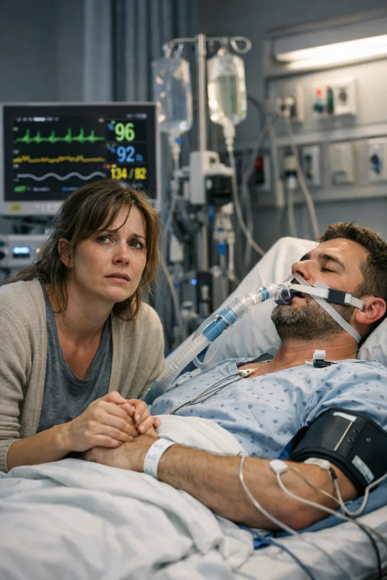 L'épouse embrasse son mari une dernière fois, alors qu'il est dans le coma… Mais soudain, il lui saisit le bras et…